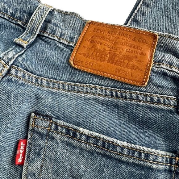Levis Big E Premium 511 28 x 30 Slim Fit distressed medium wash Jeans men’s - Picture 8 of 8